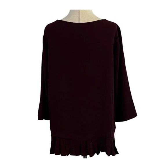 J Jill Womens Burgundy Pleated Hem Tunic Top Medium Round Neck Polyester Career - Picture 5 of 9